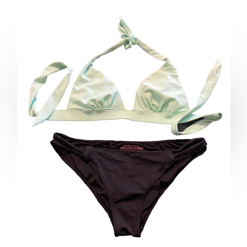 Victoria’s Secret Bikini, Black & Mint Two Piece Bathing Suit, Size S/M